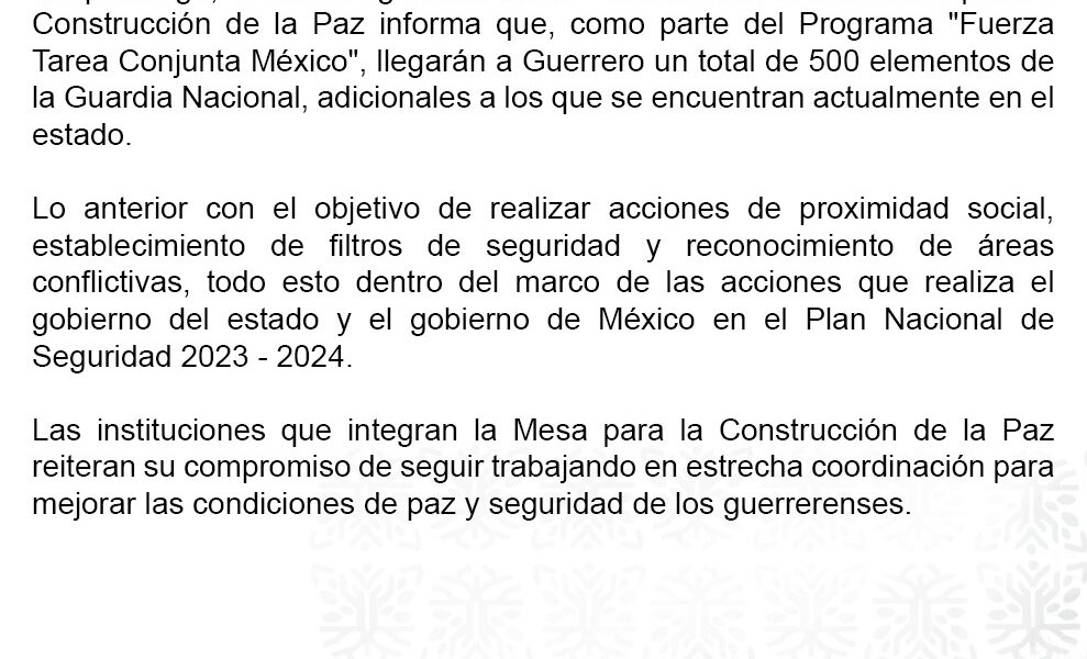 Anuncian Llegada De 500 Elementos De La Guardia Nacional A Guerrero Para Reforzar Seguridad La 4891